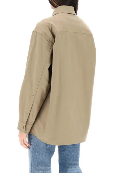 Shop Valentino Stretch Cotton Canvas Overshirt With High Reliefs In Brown