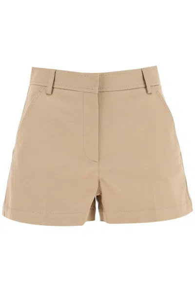 Shop Valentino Stretch Cotton Shorts In Beige
