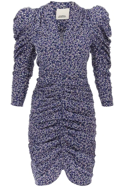 Shop Isabel Marant Stretch Silk Celina Mini Dress In Blu