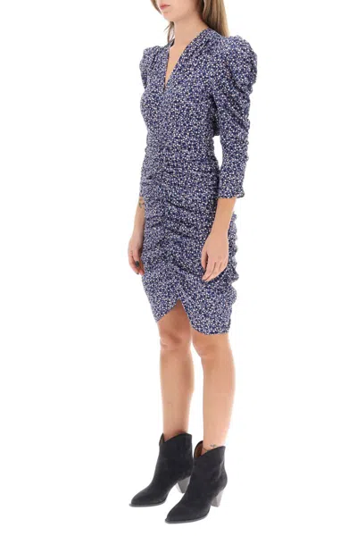 Shop Isabel Marant Stretch Silk Celina Mini Dress In Blu