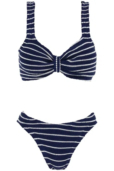 Shop Hunza G Striped Bonnie Bikini Set In Blu