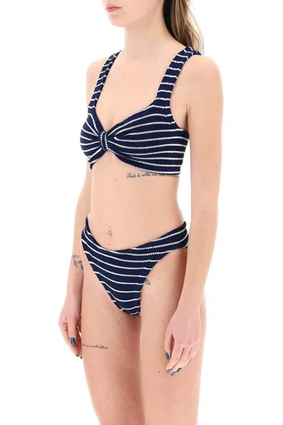 Shop Hunza G Striped Bonnie Bikini Set In Blu