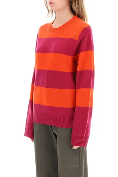 Shop Guest In Residence Striped Cashmere Sweater In Rosso
