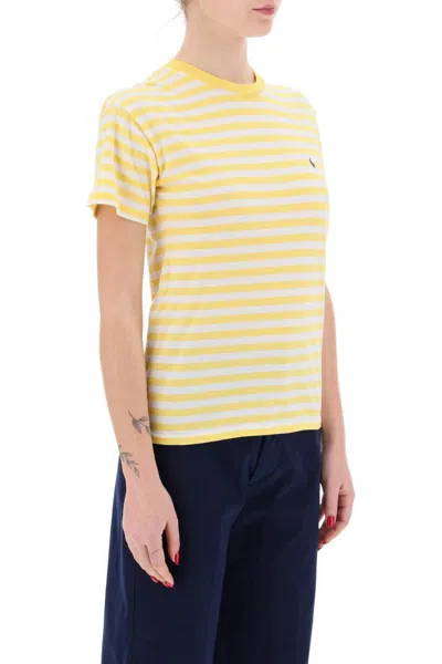 Shop Polo Ralph Lauren Striped Crewneck T-shirt In Bianco
