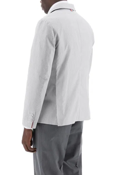 Shop Thom Browne Striped Deconstructed Jacket In Bianco