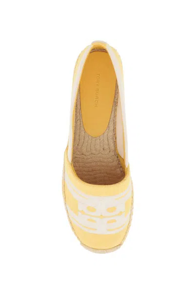 Shop Tory Burch Striped Espadrilles With Double T In Giallo