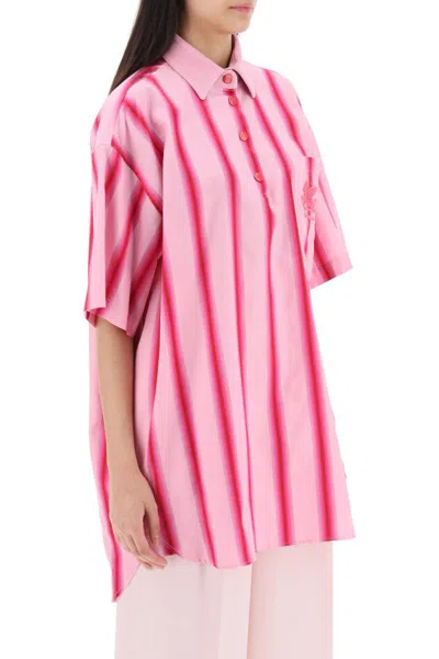 Shop Etro Striped Mini Shirt Dress In Rosa