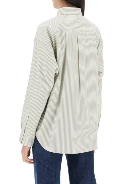 Shop Totême Striped Oxford Shirt In Bianco