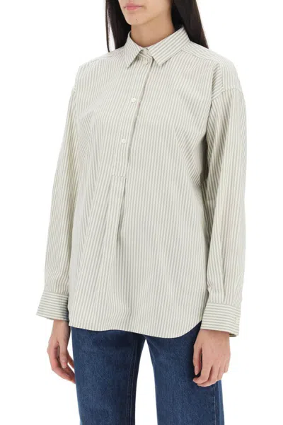 Shop Totême Striped Oxford Shirt In Bianco