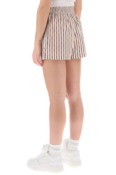 Shop Amiri Striped Pajama Shorts In Bianco