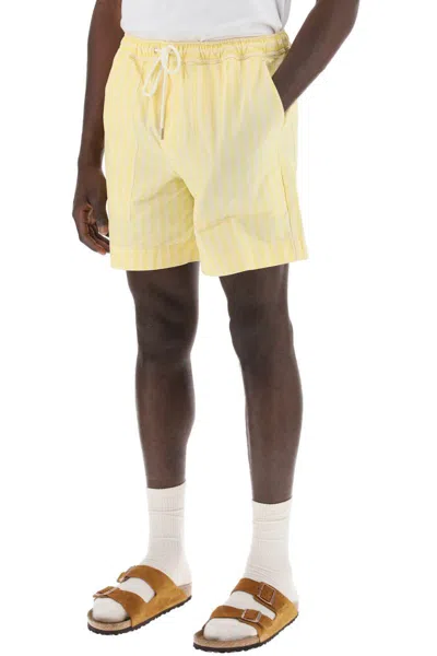 Shop Maison Kitsuné Striped Poplin Bermuda Shorts For In Giallo