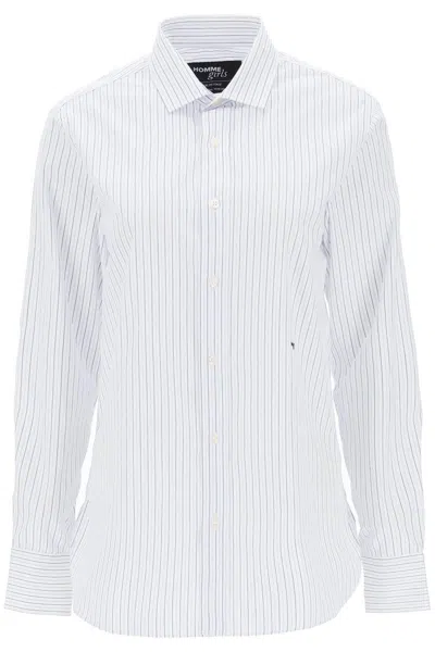 Shop Homme Girls Striped Poplin Shirt In Bianco