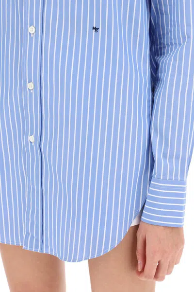 Shop Homme Girls Striped Poplin Shirt In Blu