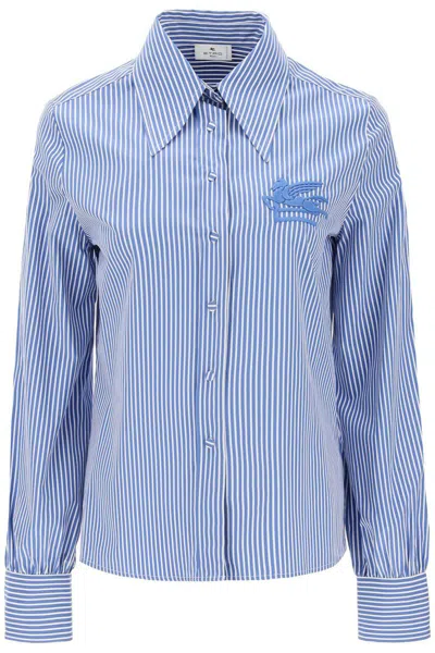 Shop Etro Striped Regular Fit Shirt In Bianco