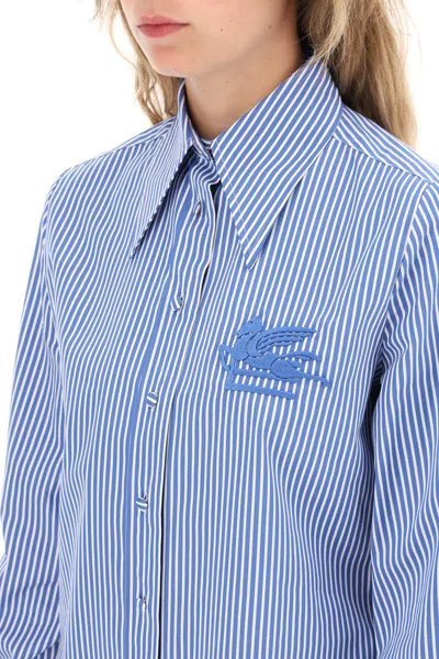 Shop Etro Striped Regular Fit Shirt In Bianco