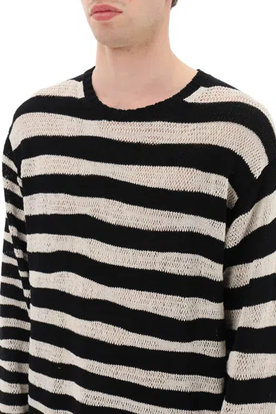 Shop Yohji Yamamoto Striped Pure Cotton Sweater In Bianco