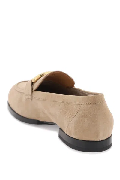 Shop Tod's Suede Leather Kate Loafers In In Marrone