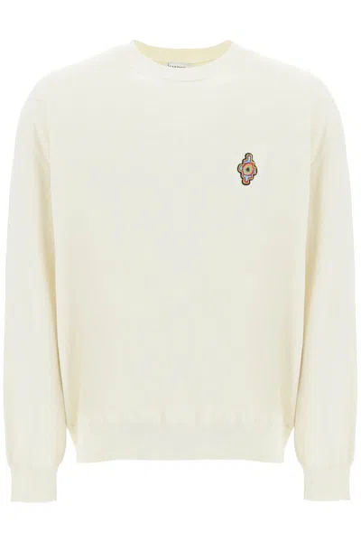 Shop Marcelo Burlon County Of Milan Sunset Cross Cotton Sweater In Bianco