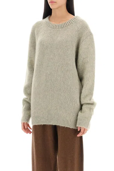 Shop Lemaire Sweater In Melange-effect Brushed Yarn In Verde
