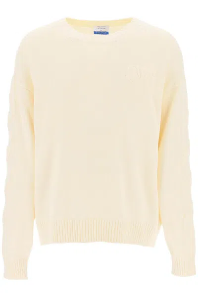 Shop Off-white Sweater With Embossed Diagonal Motif In Neutro