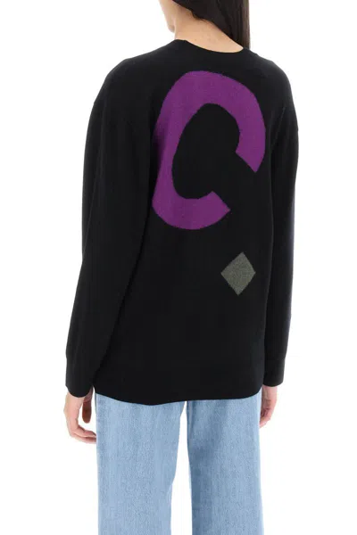 Shop Apc Sweater In Virgin Wool With Logo Pattern In Nero