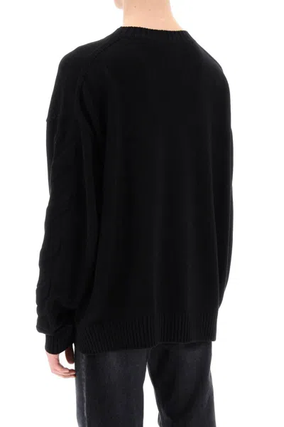 Shop Off-white Sweater With Embossed Diagonal Motif In Nero