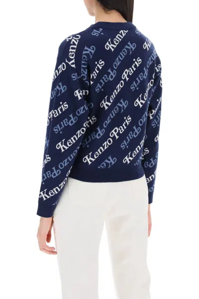Shop Kenzo Sweater With Logo Pattern In Blu