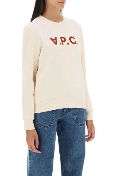 Shop Apc Sweatshirt Logo In Bianco