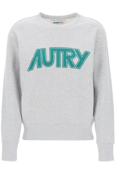 Shop Autry Sweatshirt With Maxi Logo Print In Grigio