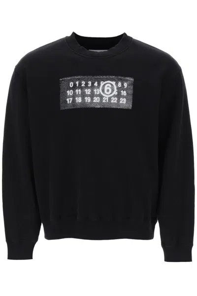 Shop Mm6 Maison Margiela Sweatshirt With Numeric Logo Print In Nero
