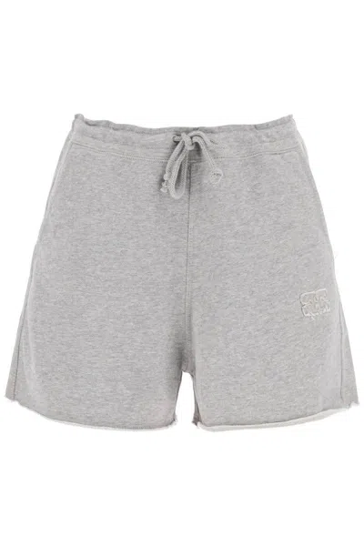 Shop Ganni Sweatshorts In Cotton French Terry In Grigio