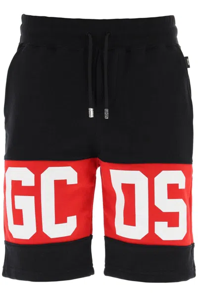 Shop Gcds Sweatshorts With Logo Bands In Nero