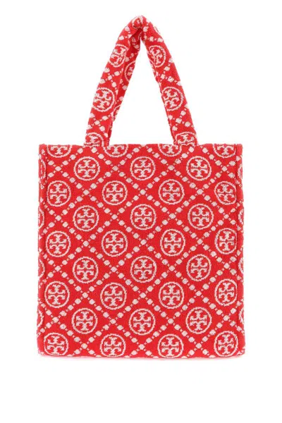 Shop Tory Burch T Monogram Terry Tote Bag In Rosso