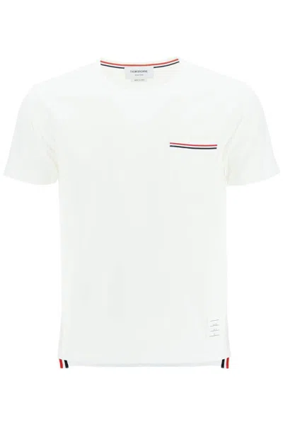 Shop Thom Browne T-shirt With Chest Pocket In Bianco