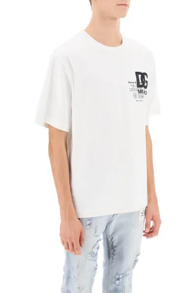 Shop Dolce & Gabbana T-shirt With Embroidery And Prints In Bianco