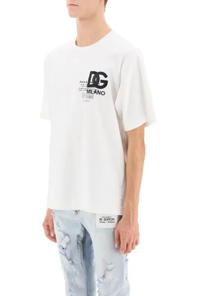 Shop Dolce & Gabbana T-shirt With Embroidery And Prints In Bianco