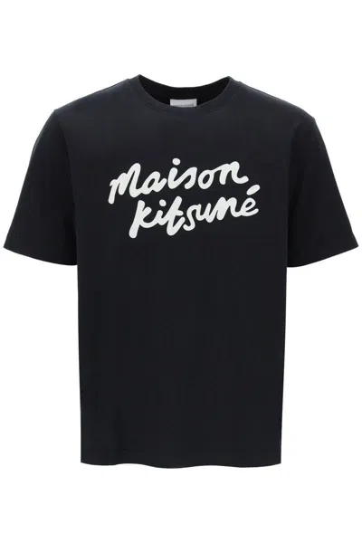 Shop Maison Kitsuné T-shirt With Logo In Handwriting In Nero