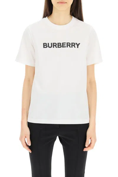 Shop Burberry T-shirt With Logo Print In Bianco