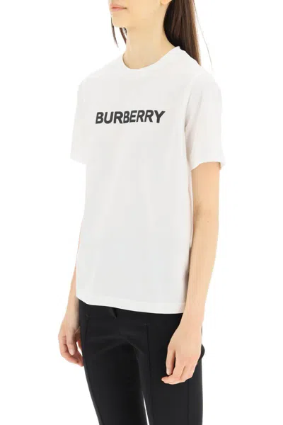 Shop Burberry T-shirt With Logo Print In Bianco