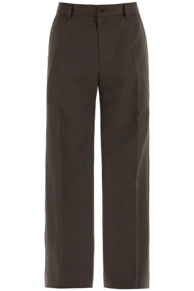 Shop Dolce & Gabbana Tailored Cotton Trousers For Men In Marrone