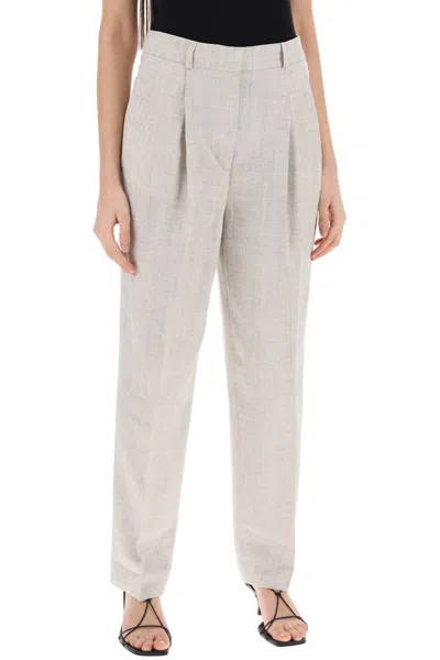 Shop Totême Tailored Trousers With Double Pleat In Grigio