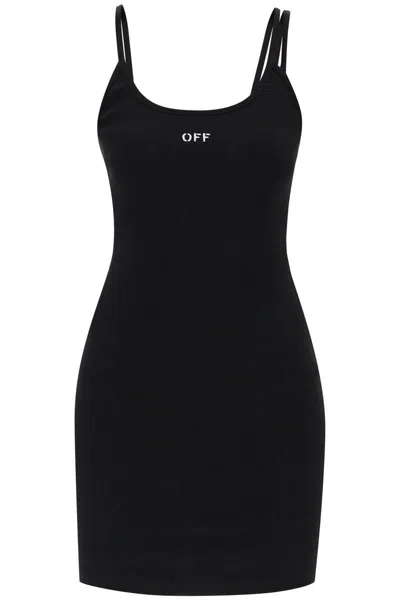 Shop Off-white Tank Dress With Off Embroidery In Nero