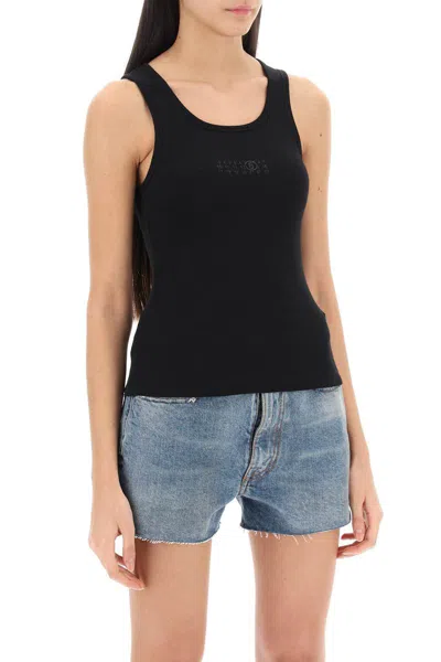 Shop Mm6 Maison Margiela Tank Top With Numeric Logo In Nero