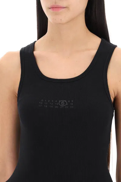 Shop Mm6 Maison Margiela Tank Top With Numeric Logo In Nero