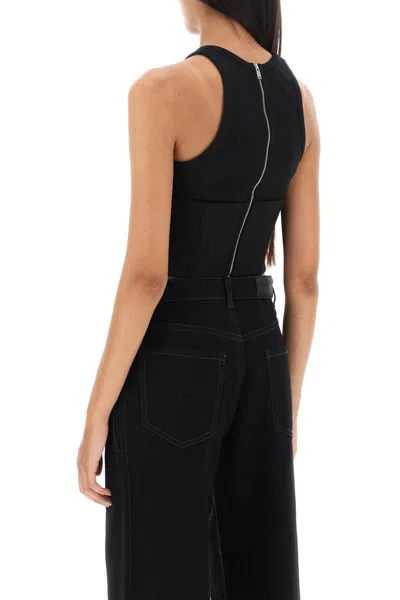 Shop Dion Lee Tank Top With Underbust Corset In Nero