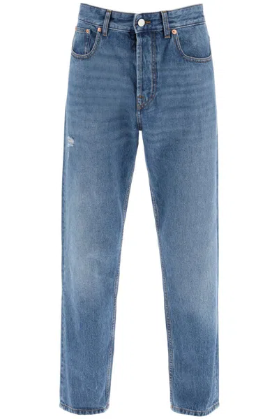 Shop Valentino Tapered Jeans With Medium Wash In Blu