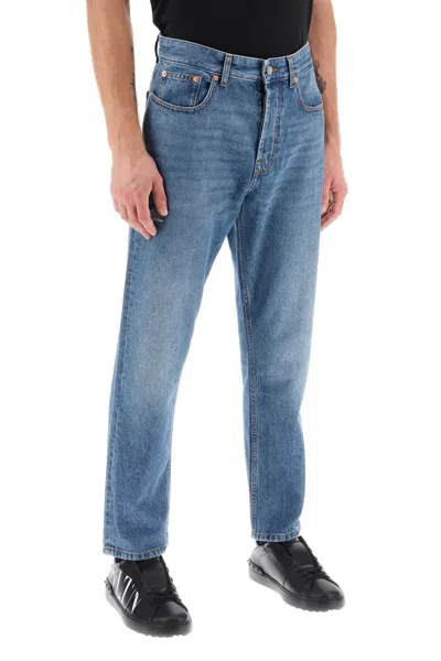 Shop Valentino Tapered Jeans With Medium Wash In Blu