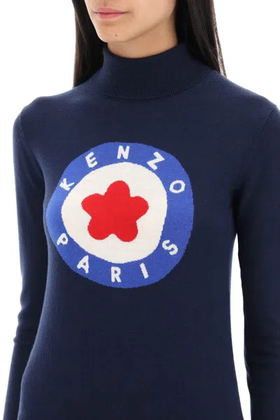 Shop Kenzo Target Wool Turtleneck Sweater In Blu