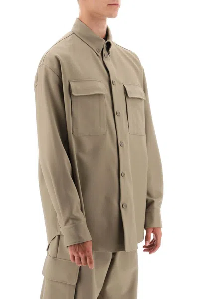 Shop Off-white Technical Drill Overshirt In Brown