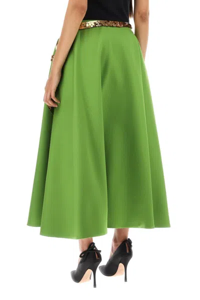 Shop Valentino Techno Duchesse A-line Skirt With Sequin-studded Bow In Verde